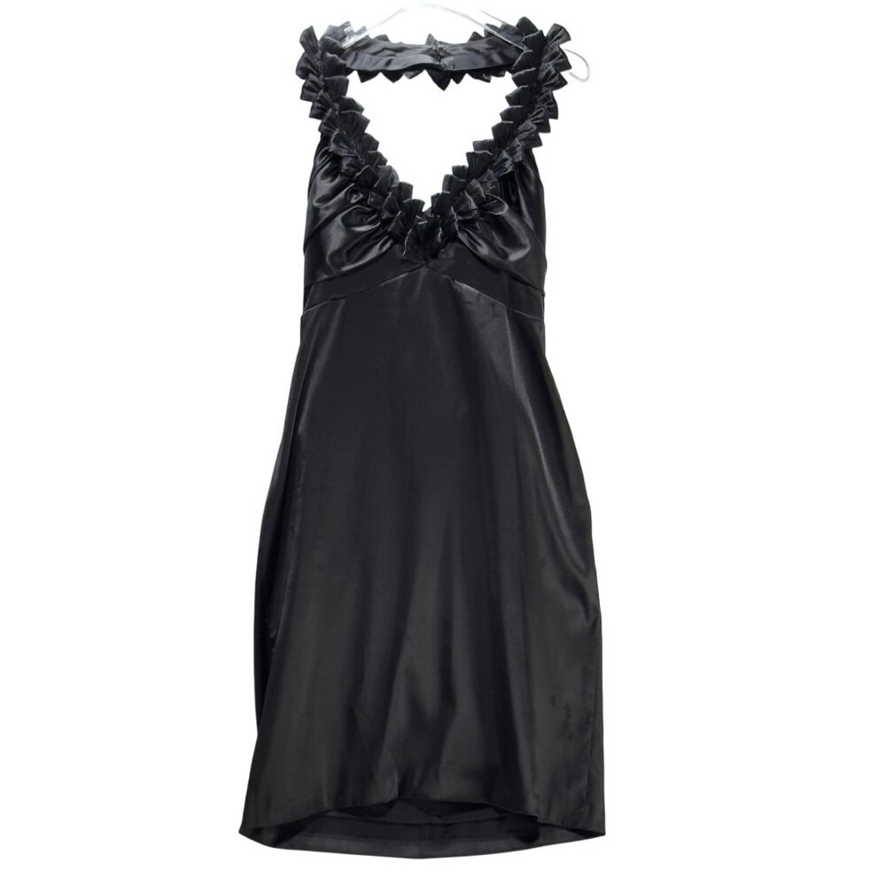 Niki By Niki Livas Black Ruffled Halter Cocktail Dress Size 10 - Picture 9 of 12
